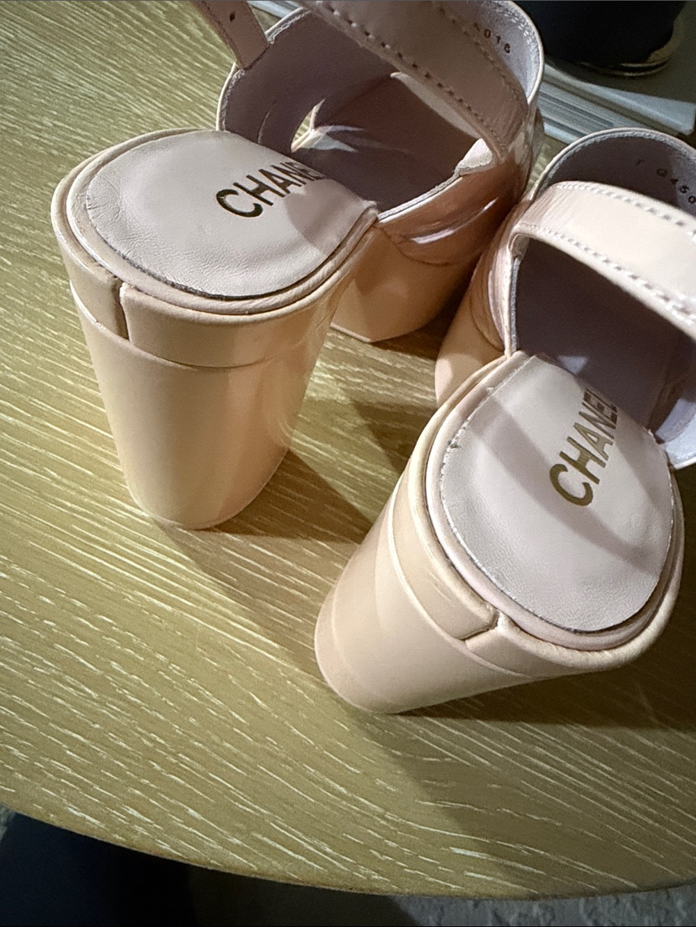 CHANEL Blush Pink Patent Leather Platform Slingback Sandals (Authentic) - Picture 12 of 16